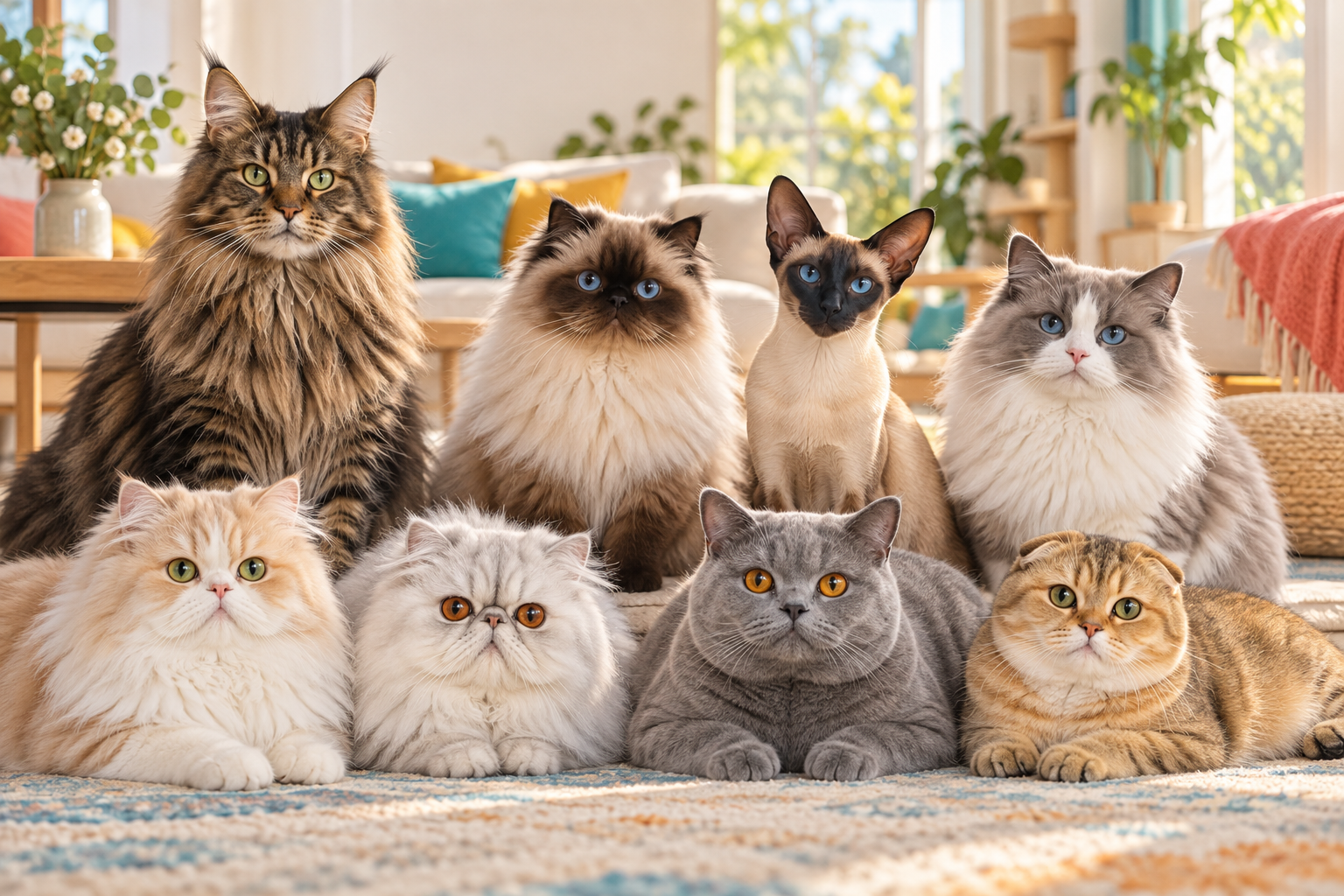 A family of cats together